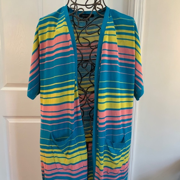 ASHLEY STEWART CARDIGAN STRIPED PLUS SIZE 18/20 - Picture 2 of 9